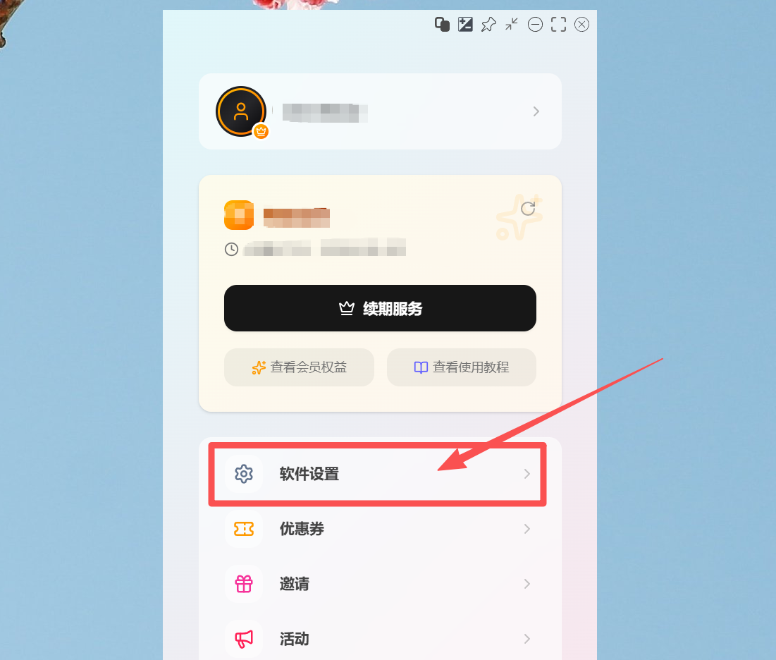 软件设置入口